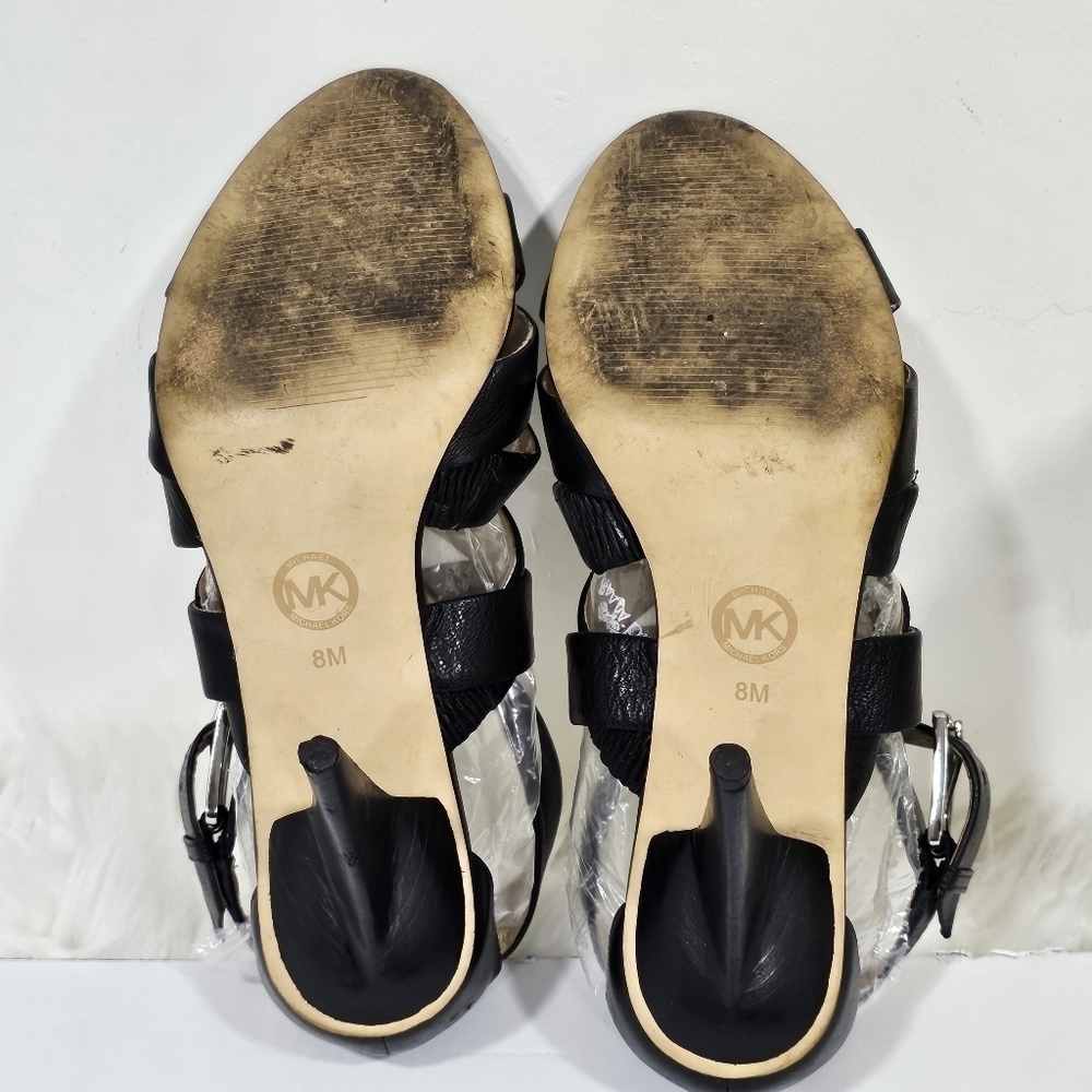 Michael Kors heels black leather size 8M Strappy sandals - Picture 12 of 13